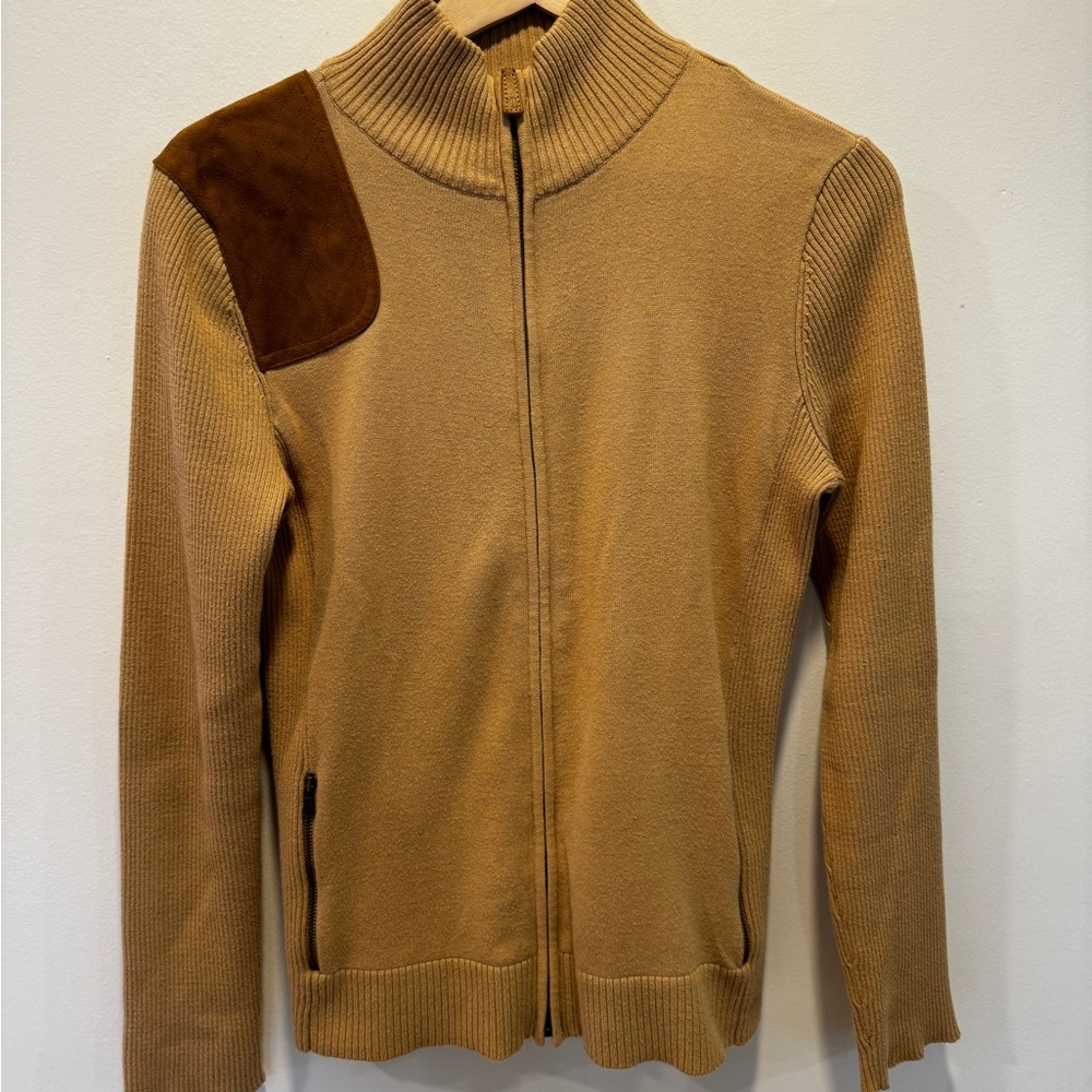 Ralph Lauren Women's Camel Zip-Up Sweater